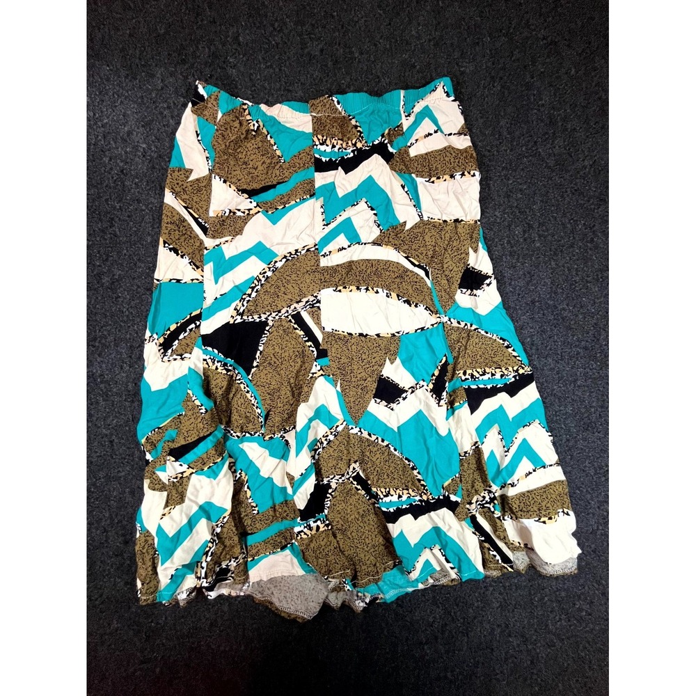 Vintage Campus Casuals California Ruffle Skirt Womens 32W Multi Abstract Print